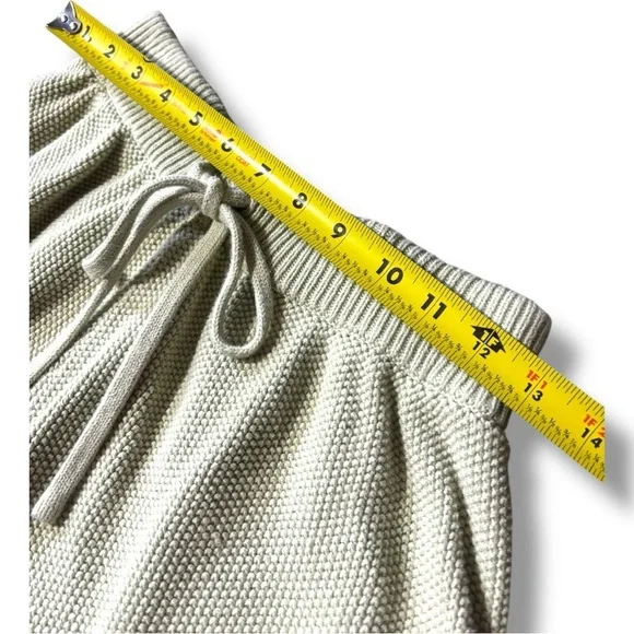 Lily High Waist Mint Green/Cream Elastic Waist With Drawstring Knit Micro Shorts - Picture 9 of 11